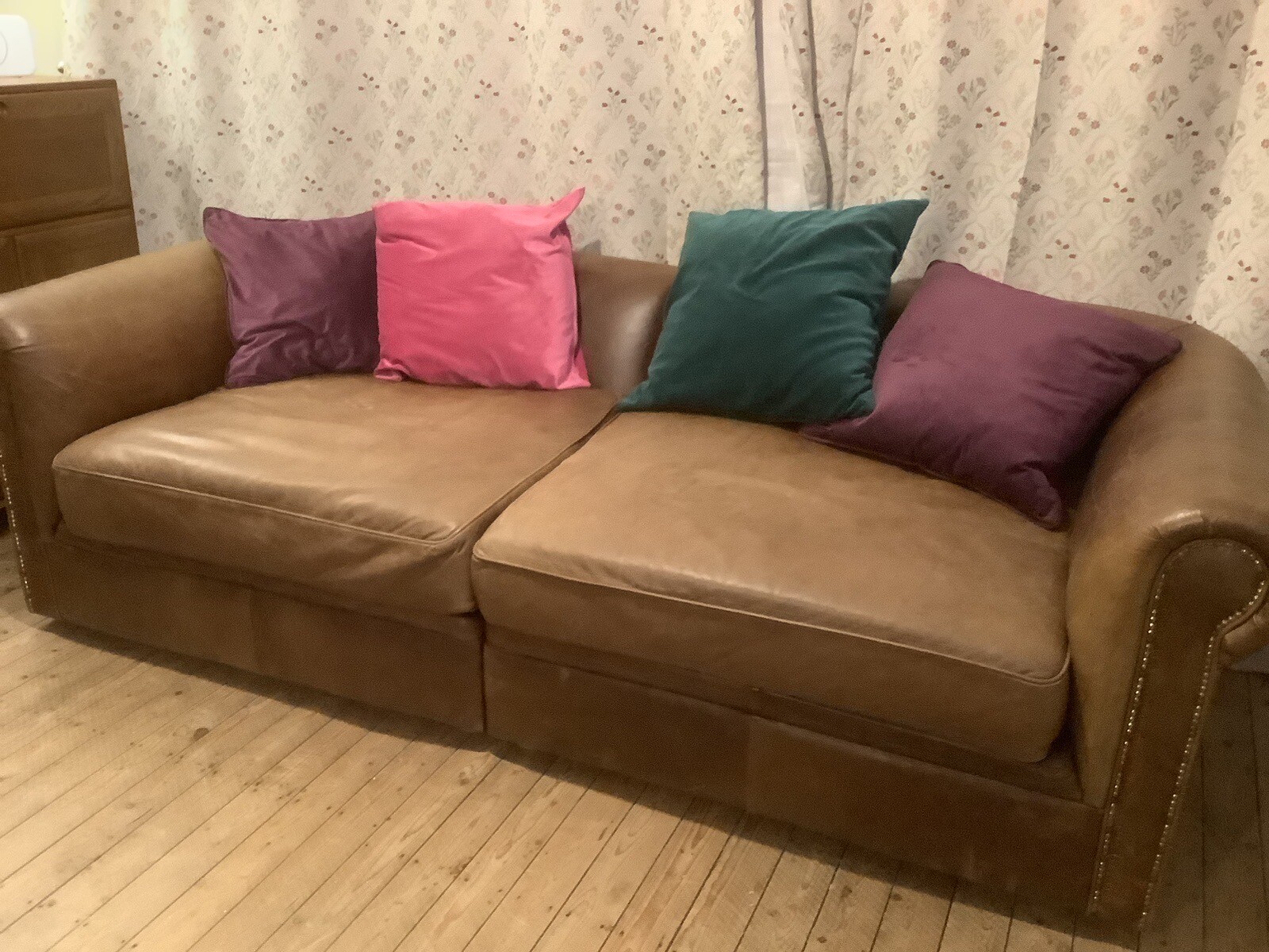 Beautiful Top Grain Brown Leather Sofa. eBay