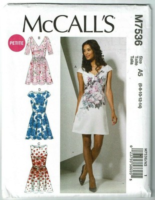 McCalls # M7536 Lined Dress with Variations Pattern Sz 6-14 UC