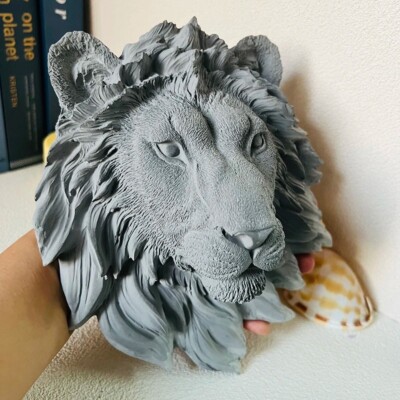 Large Wolf Head Silicone Mold Lion Bust Gypsum Cement Plaster Resin Crafts  Mould