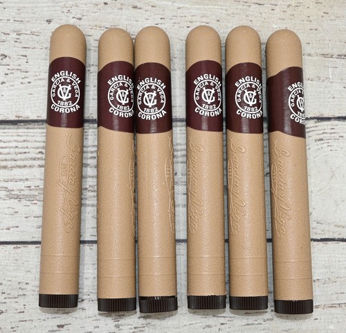 Garcia y Vega English Corona Cigar TUBES w/Caps Bands Raised Lettering Lot of 6