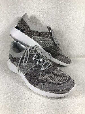 Michael Kors Sz 10 Skyler Trainer Mettalic Mesh Textile/Leather