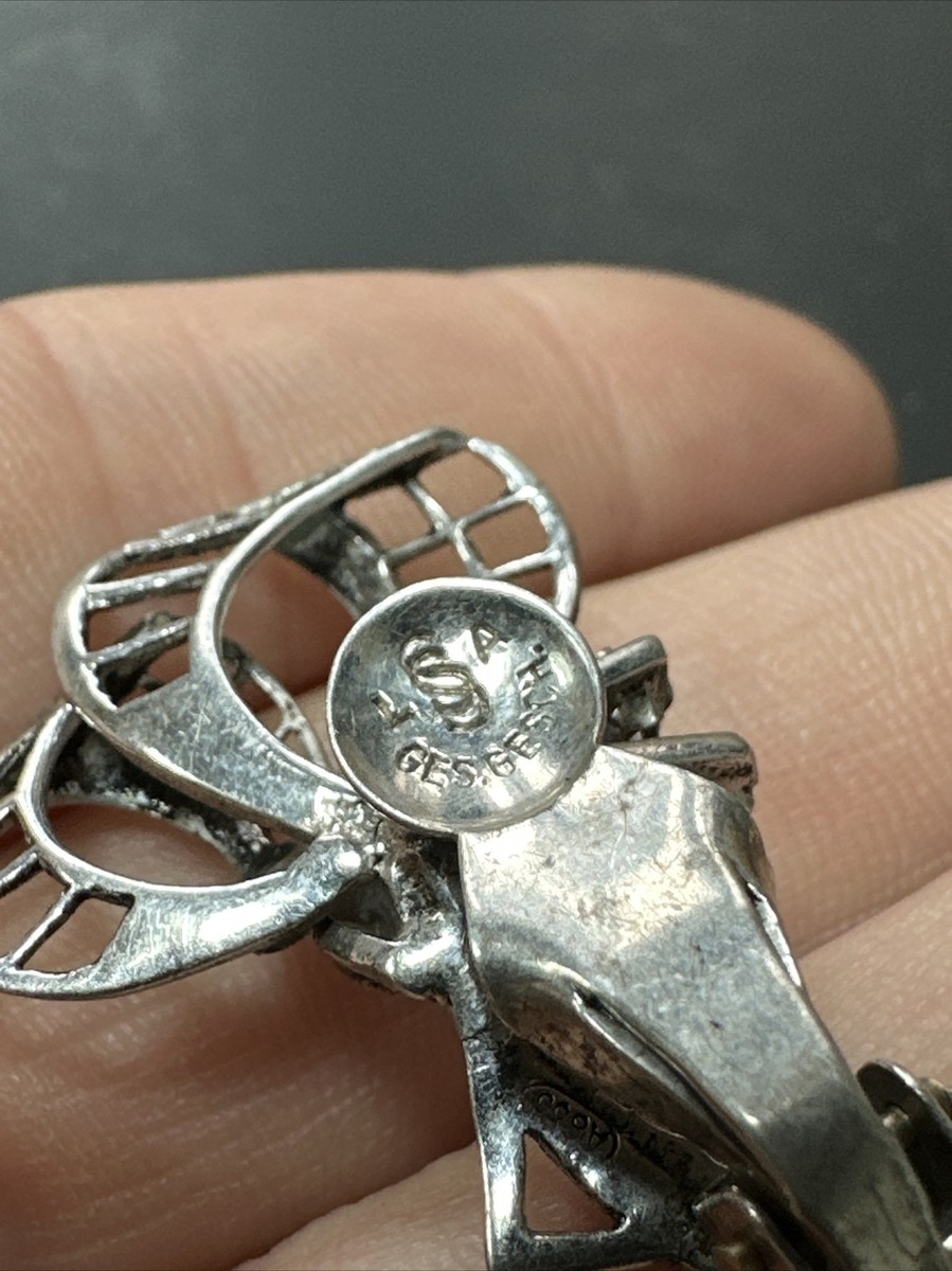 Ancienne Broche Clips En Argent Massif Art Déco Nouveau créateur Fleurs