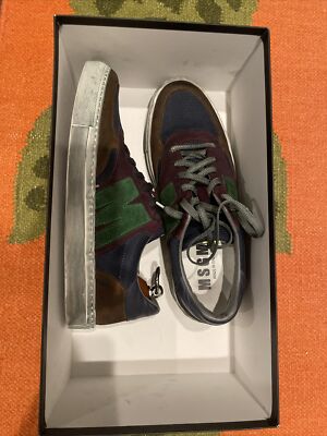 MSGM  Worn Out Retro Sneaker  - Rare - Italy Mixed Material - Dark Jewel Margom