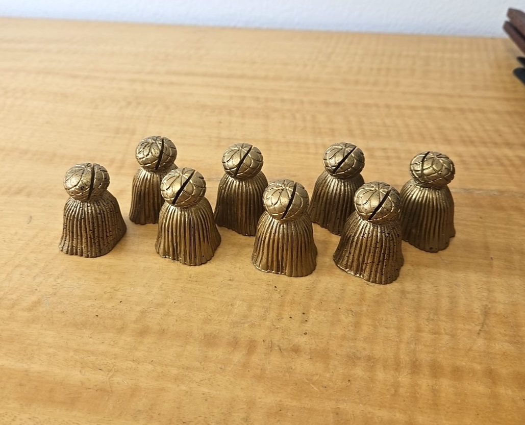 Tassel name place business card holder Rustic gold distressed set 8