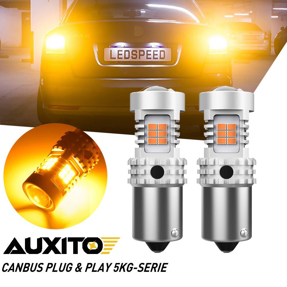 Amber LED Turn Signal Bulbs for VW Jetta 2011-2018 BAU15S 12486