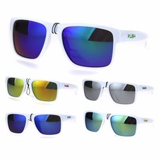 Mens White Kush Color Mirror Rectangular Sport Gangster Sunglasses