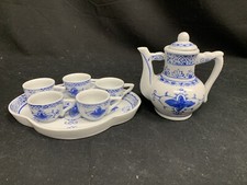 Small Blue and White Ceramic Porcelain Chinese Transferware Tea Set set of 7 