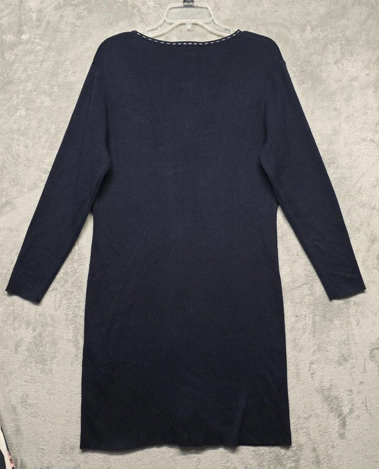 Vestido De Colección Coldwater Creek Para Mujer Mediano Pequeño Azul Marino Acanalado Suéter Botón Foto 2 de 4