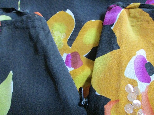 Jones New York 100% Silk Flare Skirt Layered Sequin Floral Hawaiian Sz 6 ~ NEW - Picture 4 of 7