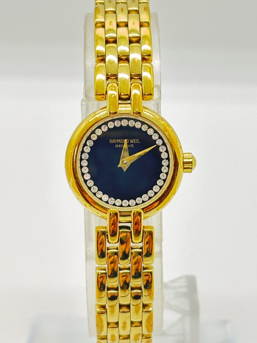 Exc+5] Raymond Weil Geneve 5806-2 Watch Quartz Gold Black Used
