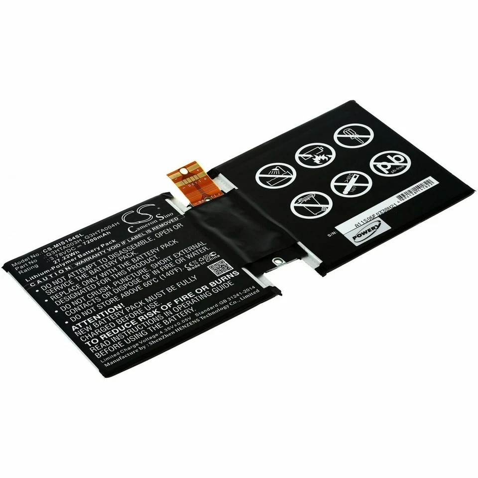 Batteria per Tablet Microsoft Surface 3 10,8 (1645) 3,78V 7200mAh/27Wh Li-Polymer Sc