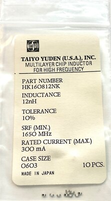 Chip Inductor HK160812NK 12nH 10% 1650 MHz 10pcs