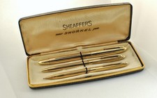 MINT Sheaffer Snorkel TRIUMPH THREESOME, Gold-filled Body, 14k Fine Pt, RESTORED