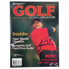 RARE SIGNED Tiger Woods 2001 Beckett Golf Premier Issue Mag GUARANTEED AUTHENTIC