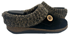 Clarks Women's Sweater Clog Slip On Faux Fur Lined Slippers Blk/Brn Size:9 190G