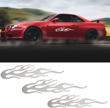 3-Piece Silver Reflective Flame Decals for Vehicles Color: Silver