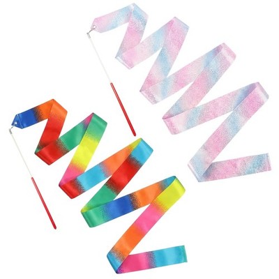 HZMM 2 PCS Dance Ribbon Streamers 78.7 Inch, Rhythmic Gymnastics 2 Pcs PINK