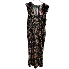 NWT Xhilaration XXL Women's Black and Floral Print Romper