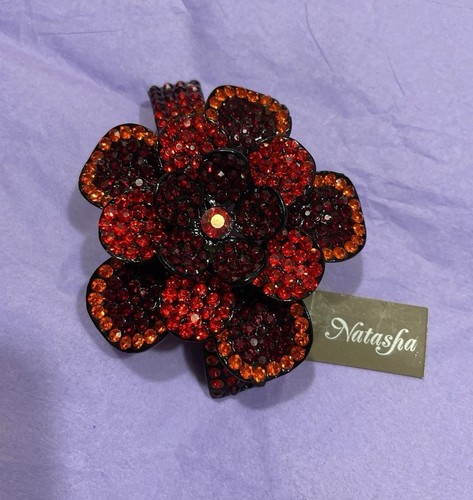 Natasha rot & orange Blume Strass Haarspange Haarspange Accessoire