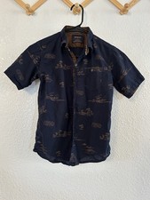 Boys Hawaiian Shirt-Medium-Dark Blue