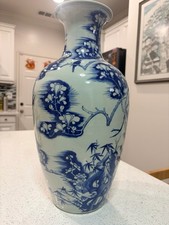 Antique Chinese Kangxi Blue White 44cm Porcelain Vase Asian China
