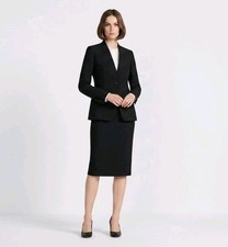 Vintage Christian Dior Women's Suit Black Blazer Jacket Skirt Size 14 100 Wool