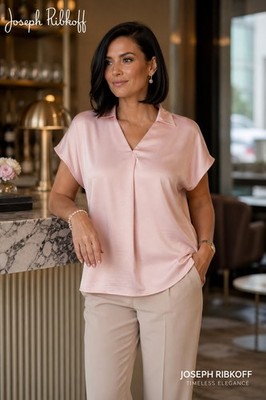 Joseph Ribkoff women's blouse pink-elegant satin look 38,40,42,44,46,50