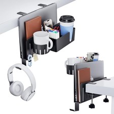7 in 1 Desk Side Organizer Set, Under Desk Laptop Holder Storage, No Drill