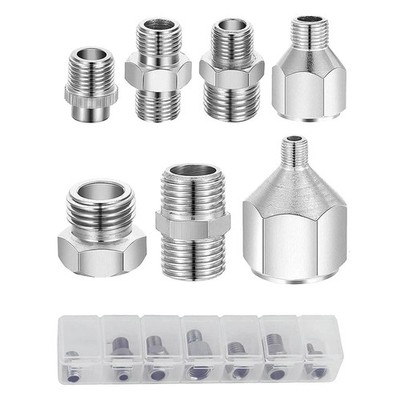 HUBEST 7-Piece Airbrush Adapter Set, Multi-Size Fitting KIT 1, Transparent