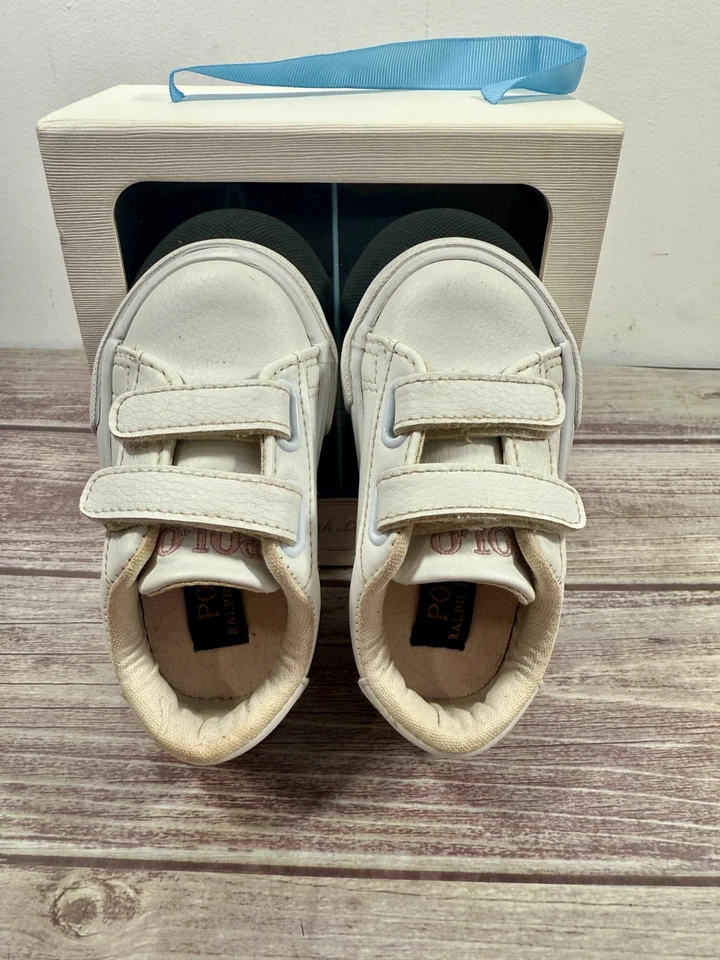Polo Ralph Lauren Bebé Cuna Zapatos Niñas Vintage Caja Blanco Rosa Talla 4 Foto 2 de 4