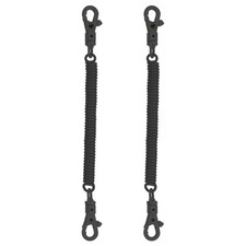 2pcs Retractable Coil Springs Keychain with Plastic Lobster Clasp, Black