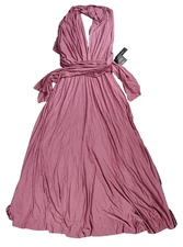 Lulus Tricks of the Trade Convertible Wrap Maxi Dress Rusty Rose Small NWT