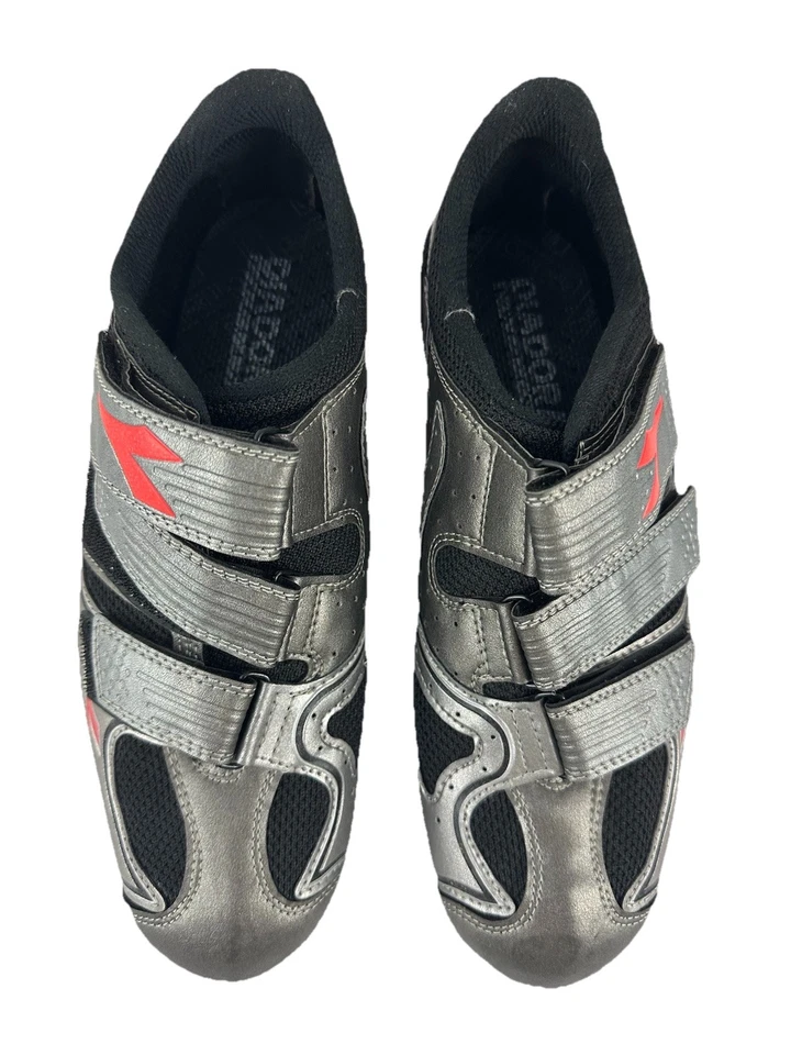 Велосипедные туфли Diadora мужские 9/9,5 женские 10 42 оловянные серебристо-серые и красные для дорожного велосипеда - Изображение 4 из 4