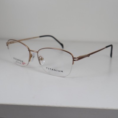 Stepper SI-50155 F082 Gold Half Rim Titanium Eyeglasses Frames 52-16-130mm