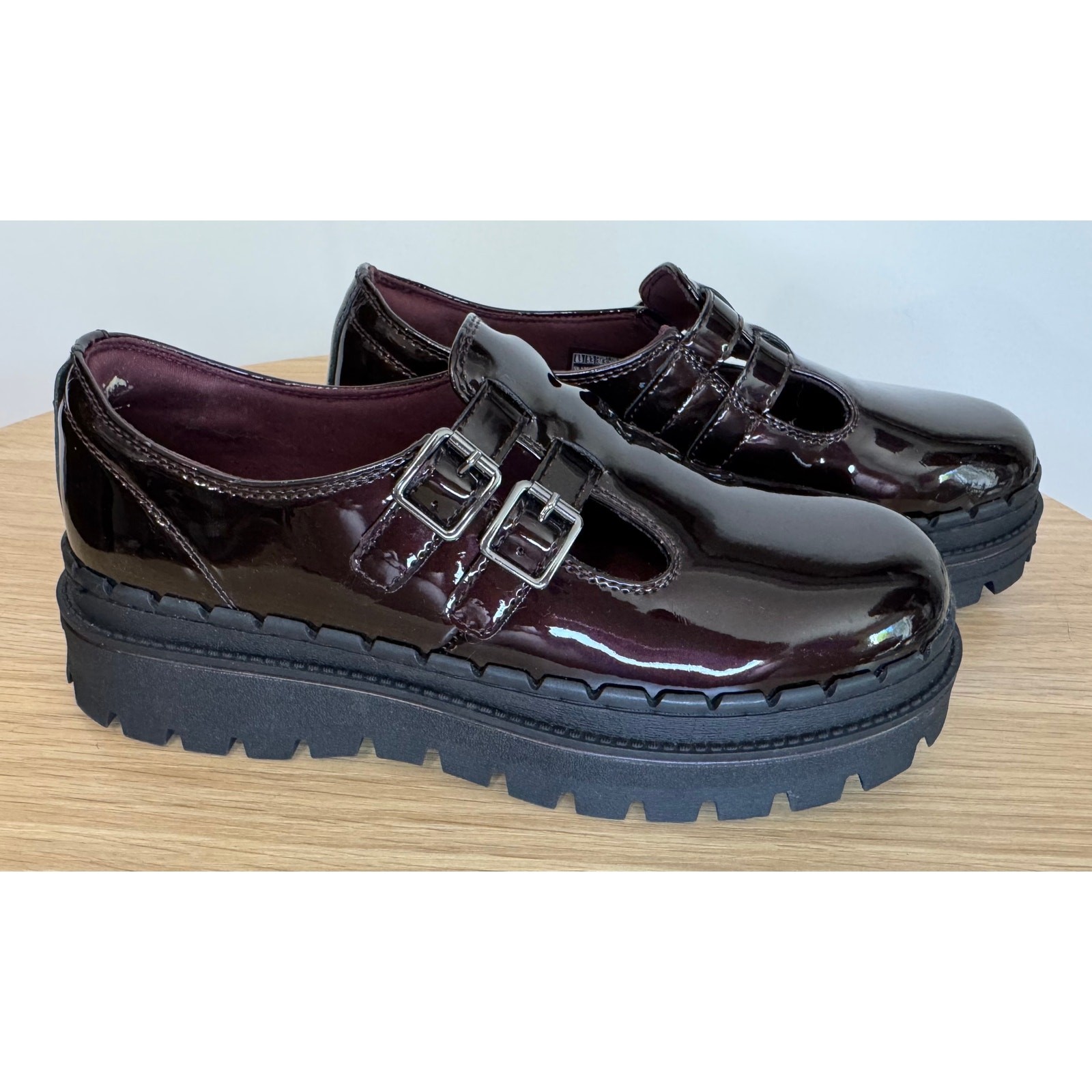 SAOLA Mocassino Skechers bordeaux vernice suola a strappo rosso nero 8 5 cuscino d'aria
