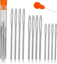 TLKKUE 12 Pcs/3 Sizes Large-Eye Blunt Needles, Stainless Steel Yarn Needle with 