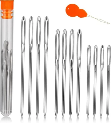 TLKKUE 12 Pcs/3 Sizes Large-Eye Blunt Needles, Stainless Steel Yarn Needle with