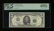 DBR 1995 $5 FRN Atlanta Fr. 1984-F PCGS XF-40 PPQ Serial F04547495A