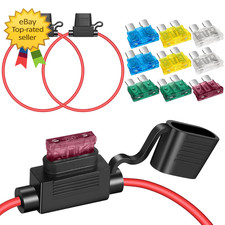 2 Pack 12 AWG Inline Fuse Holder Waterproof ATC ATO Blade Fuse Kit 12V 40A
