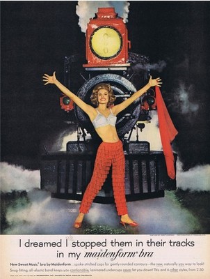 1962 Maidenform Bras I dreamed I stopped them in their tracks Train Print Ad