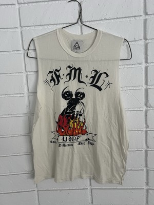 UNIF FML MICKEY MOUSE Tank Top Distressed White PARODY grunge Same Difference