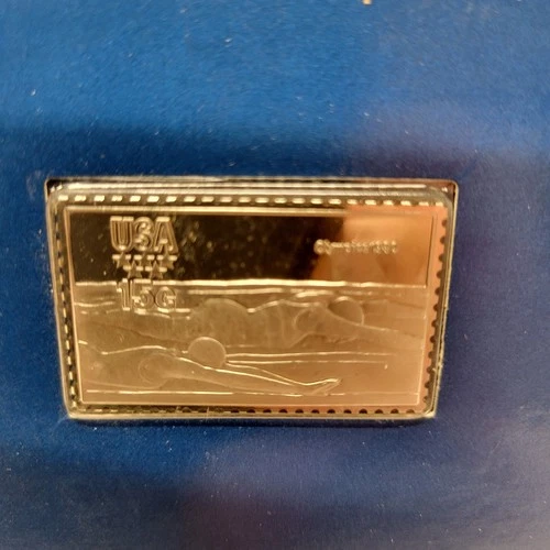 The Franklin Mint 1980 Olympics Proof Silver Stamp Swimming