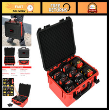 Waterproof Battery Storage Case Organizer for M18/M12 Tool Packs - 9 Dividers