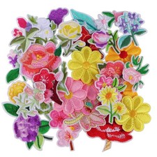 36pcs Colorful Flowers Iron On Patches, Random Assorted Styles Flower Embroid...