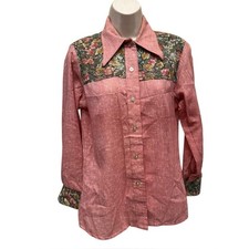Vintage 1970s The Shirtery button down long sleeve shirt floral medium western