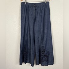 NWT Johnny Was Jade Frankie Easy Pant Susani Eyelet detail wide leg pants Large