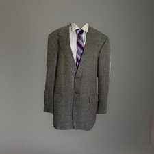 Bert Pulitzer Blazer Silk Herringbone Black /White Tweed Blazer Men  s 42R
