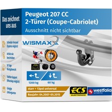 ANHÄNGERKUPPLUNG für Peugeot 207 CC 07-15 starr WESTFALIA +13pol E-Satz ABE