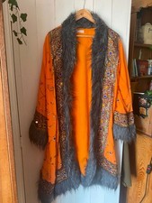 Kate & Aud Funky Afghan, Fur collared sequinned, longline embelished Coat
