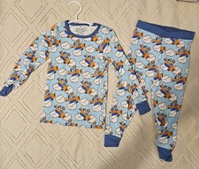 Airplane Graphic Print 2-Piece Pajama Set Lon...